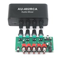 4-in/2-out Stereo Audio Mixer - RCA 3.5mm Inputs Auto-Mixing No Switching Required Volume Control Drive Headphone Amplifier