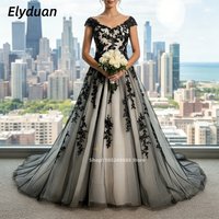 Gothic Wedding Dress Black A-Line Bridal Gowns Lace Appliques Sleeveless Tulle Vintage Bride Dresses Customized 2026 Vestidos