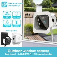 OKAM PRO APP 5MP Dual-Band 2.4G/5G WiFi Mini Window Camera Two-Way Audio Night Vision Motion Detection IP Camera Two Brackets