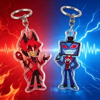Hazbin Hotel Alastor Vox Acrylic Keychain, Vox Hazbin Hotel Keychain, Alastor Radio Demon Acrylic Charm,Matching Anime Keychain
