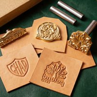M8 Custom Personalized Leather Stamp Set with Custom Text/Logo/Design Brass Embossing Seal for Leather Craft,Fur,Synthetic Leath