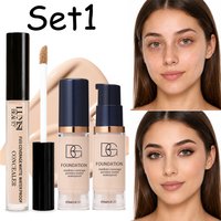 2pcs Concealer&Foundation Set,Waterproof,Long-Lasting,Matte,Natural Finish,Flawless Skin Combo,Full Coverage Face Base Makeup.