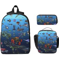 Cartoon Popular Funny Subnautica Below Zero Backpack BookBag School Bag Computer Shoulder Bags 3ps Lunch Bag Pencil Case