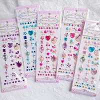 5 Fairy Stick Stickers, Children's Girl Heart Princess Style Decorative Face Stickers, Stage Makeup Stickers, Sparkling Crystal