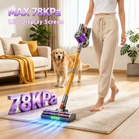 Honki 78KPa – wydajny, bezprzewodowy odkurzacz z 45-minutowym czasem pracy, wyświetlaczem LED, pojemnikiem na kurz o pojemności 1,5 l, 6 akumulatorami 2200 mAh, które można odłączyć, oraz ręcznym