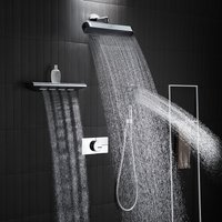 White Rain Shower Set Wall-Mounted Bathroom Shower Head Brass Concealed Thermostatic Mixer Three-Function Handheld Shower Head