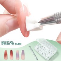 Nailpop 100PCS Square Nail Sponges for Ombre Nail Supplies DIY French Gradient Nail Design Tools With 1PC Grabbing Pen
