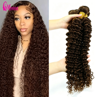 30 32 Inch #4 Chocolate Brown Deep Wave Human Hair Bundles Burmese Curly Hair Weaves 1/3 Bundle Deals Brown Bundle For Extension