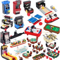 MOC Arena Building Blocks Racing Console Poker Board Game Mahjong Machine Yacht Patrol Boat Billiards Ice Hockey Table Brick Toy