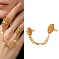 Vintage Gold Color Tassel Ring for Women Adjustable Open Finger Ring Ethnic Boho Statement Jewelry Gift