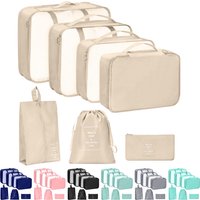 7 Pcs/Set Travel Organizer Storage Bags Suitcase Packing Cubes Set Cases Portable Luggage Clothes Shoe Tidy Pouch Folding.-zmt