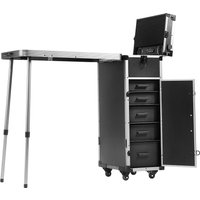 SucceBuy Trousse de maquillage professionnelle Trousse à cosmétiques en aluminium Établi avec pieds de support Trousse de maquillage roulante Extra Large