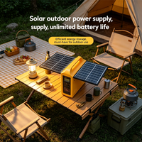 220V100WPortableSolarPowerStationSolar Generator OutdoorBackup Power Supply with Solar Panel and LED Light, Suitable for Camping