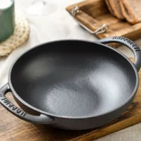 19cm Cast Iron Double Ear Frying Pan Flat Bottom Non-stick Thickened Mini Small Iron Kitchen Cooking Pan without Coating