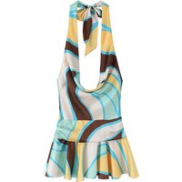 New 2026 Women Printed Halter Mini Dress Sexy Backless Ruffle Hem Casual Summer Beach Vestidos Short Robe