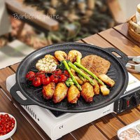 34CM Outdoor BBQ Grill Pan Non Stick Baking Tray Korean Barbecue Roastig Grill Plate Camping Pot Frying Pan Kitchen Cookware