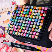 12-80Colors Art Markers Pen Set for Draw Double Headed Sketching Oily Tip Based Markers Graffiti Manga Artists School Supplies