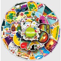 50Pcs Thailand series Cartoon Cute Waterproof Sticker Skateboarding Snowboard Retro Vinyl home decal Sticker