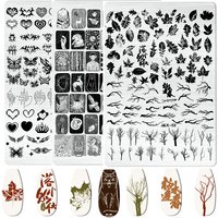 Cartoon Character Flower Leaves Nail Stamping Plates Leaf Floral Butterfly Line Printing Stencil Nail Stamp Templates Nail Tools