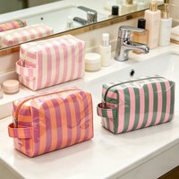 Striped Toiletry Bag Women's Travel Cosmetic Storage Bag Portable Casual Makeup Organizer for Business Trip
