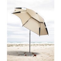 VOGASY Beige Outdoor Beach Parasol with UV Protection Double-layer Black Coating Large Garden Umbrella Camping Fishing Umbrella