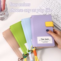 Portable A6 Inspirational Diary Time Heals Quote Journal PU Leather Snap Cover Pocket Notebook with Neck Lanyard for Student