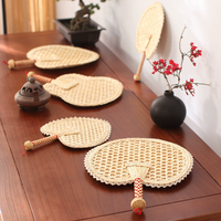 Hand Fan Hand-Woven Fans Handheld Wheat Straw Fans Rustic Chinese Manual Fan for Summer Cooling Home DIY Decor Wedding Palm Gift