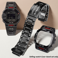 DW5600 Mod kit metal case+strap For Casio G-SHOCK GW-B5600 GMW-5610 GWX-5600 DW-5600 Men mecha Stainless steel watch bezel strap
