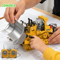 RC Bulldozer Truck 9CH 11CH Remote Control Car Crawler Track Alloy Shovel RC Radio Controlled Engineering Vehicle Children Toy
