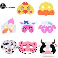 8/16/24/40pcs Farm Animal EVA Mask Set Chicken Sheep Cow Pig Masks Farmhouse Birthday Party Costumes Dress-up Party Supplies