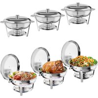 Chafing Dish Buffet Set Round Stainless Steel Chafer and Food Warmers with Food & Water Pan, Lid, Frame Fuel Holder for Catering