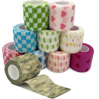 Printed Self Elastic Adhesive Athletic Tape Wraps 2.5cm Sports Colorful Bandage for Tattooing Finger Joint Knee Pet