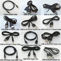 1PC USB To Mini Micro Charger Cable USB To DC 5.5x2.1 2.5x0.7 2.0x0.6 4.0x1.7 3.5x1.35 mm Laptop DC Power Cord 3.5mm Audio Cable