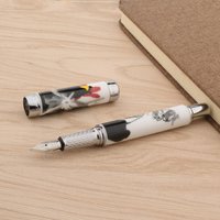 ceramics 1995 Fountain Pen Chinese Painting Red Plum Blossom Stationery Office School Supplies silver Ink Pens