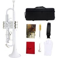 White Trumpet Bb Flat Brass Material Musical Trumpet with Mouthpiece Gloves Cleaning Cloth Box Accessories