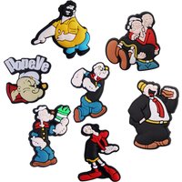 8/9pcs Cartoon Sailor Captain British comedy PVC Shoe Charm wholesale DIY Detachable Bubble Clog Decor Kid Adult XMas Party Gift