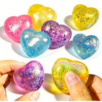 1Pc Changing Color Heart Squeeze Toy Sequins Love Fidget Toy Squishy Pinch Kneading Toy Stress Reliever Toy Kid Party Favor Gift