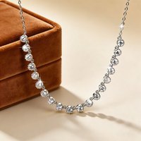 Anziw 14k Gold Filled 3mm D Moissanite Bubble-Style Pendant Necklace for Women Gold Bonded Adjustable Chain Collar GRA Certified