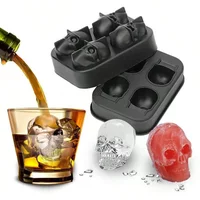 3D Skull Silicone Ice Mold with Funnel Food Grade Large Ice Cube Tray for Whiskey Cocktail Bar Halloween Party Reusable Supplies