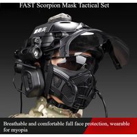 FAST Basic Tactical Helmet Scorpion Mask Set - Lightweight, Breathable, Anti-Ballistic, with Built-In Prescription Glasses