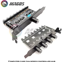 Computer Case 3Pin/4Pin Fan Hub PWM Controller SATA / Molex Splitter PCI Slot External Buttons for Easy Speed Adjustment