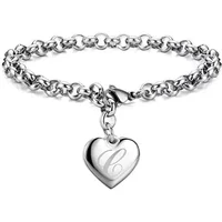 925 Sterling silver Charm Heart 26 Letteres chain Bracelet for women men Fashion wedding Accessories Jewelry gifts party 20cm