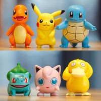 6PCS set Pokemon Anime Figures Pikachu Toy Model Charmander Psyduck Squirtle Jigglypuff Bulbasaur Kawaii Collect Dolls Kids Gift
