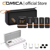 COMICA Vimo Q Vierkanal-Mini-Funkmikrofon, kabelloses Lavalier-Mikrofon mit Ladeetui für Kamera, Smartphone und PC