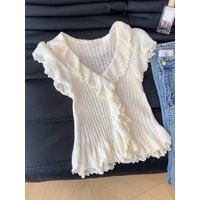 New Spring Summer New Women's Fashion Elegant Bow Tie Wraparound Solid Sweater Crop Top Women's Clothing Solid Cardigan