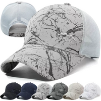 New Style Unisex Marble Print Mesh Baseball Cap Breathable Summer Hat Caps Outdoor Sun Protection Hiking Fishing Trucker Hats