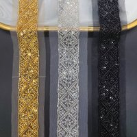 90cm Gold Black Embroidery Beaded Lace Trim Ethnic Fancy Beading Sequined Ribbon Lace For DIY Crafts Wedding Tailor Sewing