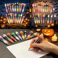 1-50Pcs Cartoon Mini Four-color Ballpoint Pen Silicone Short Pen Easy To Carry Four-color Pen Ctudent Hand Account Multi