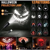 USB-Projektorlicht, Halloween-Geisterschädel, Nachtlicht, umschaltbares Muster, LED-Projektorlampe für Zimmer, Decke, Fenster, Wanddekoration