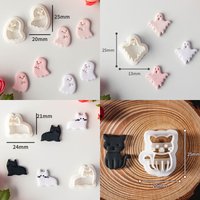 Halloween Series Soft Pottery Clay Molds Cartoon Ghost Cat Shaped Polymer Clay Cutters DIY Earrings Jewelry Pendant Making Tools